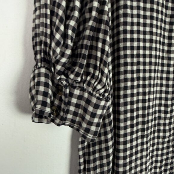 GANNI Gingham Crepe Mini Dress Mock Neck Black White EU Size 38 US Size 6 EUC - Picture 12 of 14